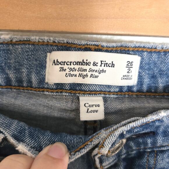 Abercrombie & Fitch 90s Slim Straight High Rise Jeans Size 2 Curve Love - Picture 7 of 8